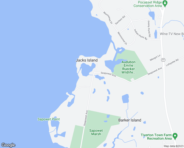 map of restaurants, bars, coffee shops, grocery stores, and more near 331 Seapowet Avenue in Tiverton