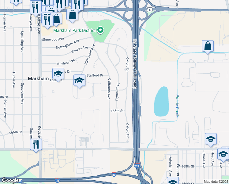 map of restaurants, bars, coffee shops, grocery stores, and more near 2745 Lancaster Drive in Markham