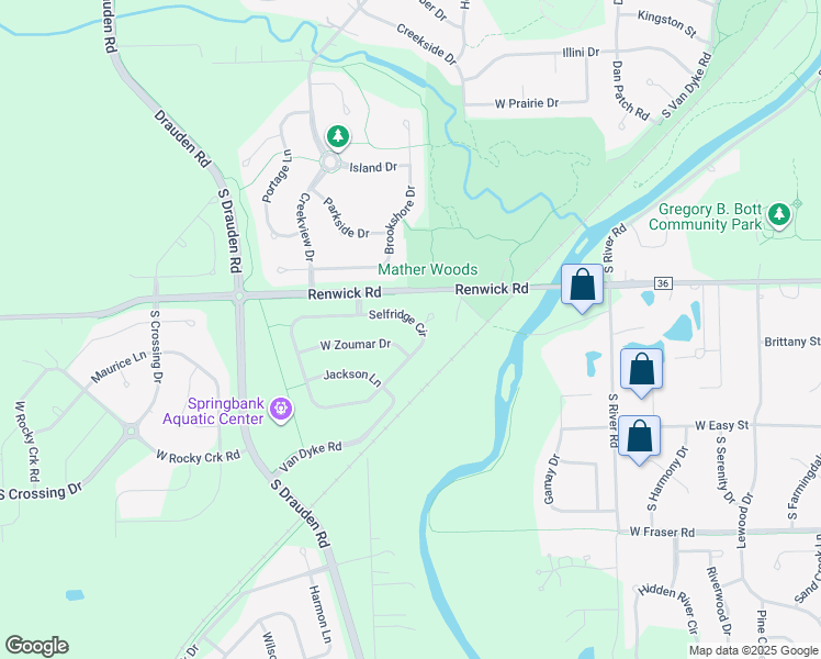 map of restaurants, bars, coffee shops, grocery stores, and more near 15925 Selfridge Circle in Plainfield