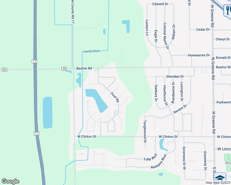 map of restaurants, bars, coffee shops, grocery stores, and more near 95 Roxbury Park in Goshen