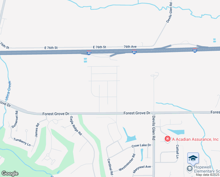 map of restaurants, bars, coffee shops, grocery stores, and more near Orchard Lane in Bettendorf