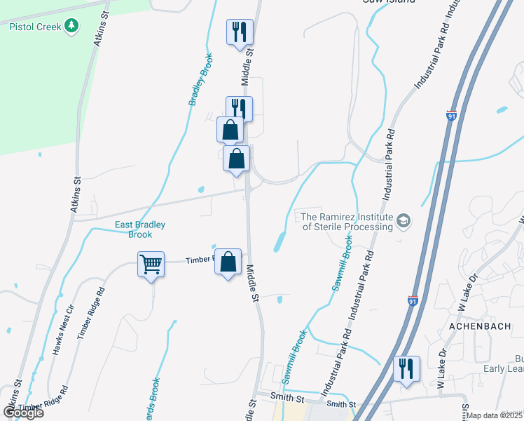 map of restaurants, bars, coffee shops, grocery stores, and more near 810 Middle Street in Middletown