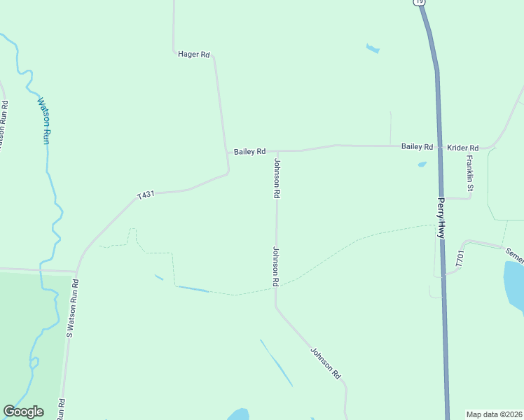 map of restaurants, bars, coffee shops, grocery stores, and more near Johnson Road in Meadville