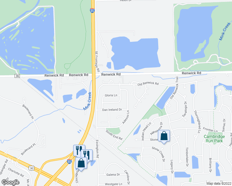 map of restaurants, bars, coffee shops, grocery stores, and more near 3017 Gloria Lane in Joliet