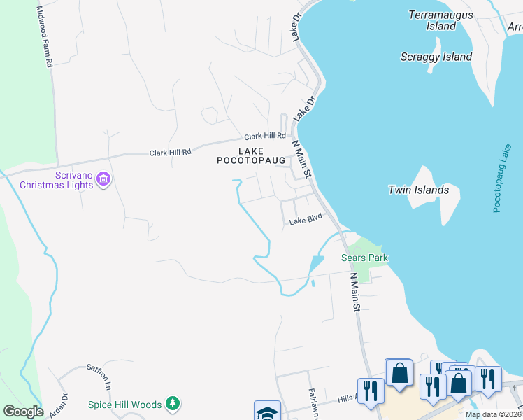 map of restaurants, bars, coffee shops, grocery stores, and more near 15 Myrtle Road in East Hampton