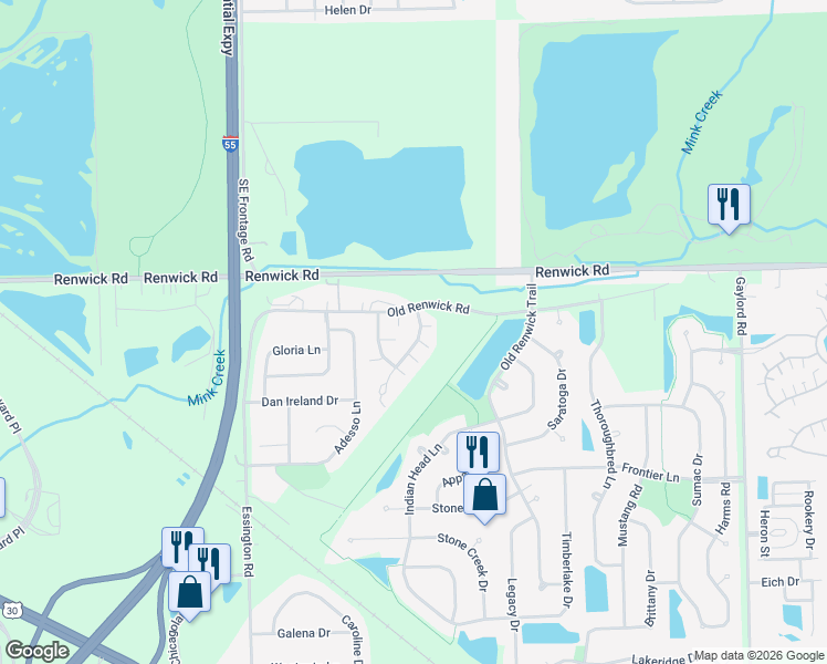 map of restaurants, bars, coffee shops, grocery stores, and more near 2953 Old Renwick Circle in Plainfield