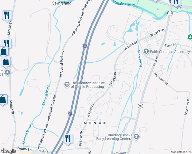 map of restaurants, bars, coffee shops, grocery stores, and more near 129 Dove Lane in Middletown