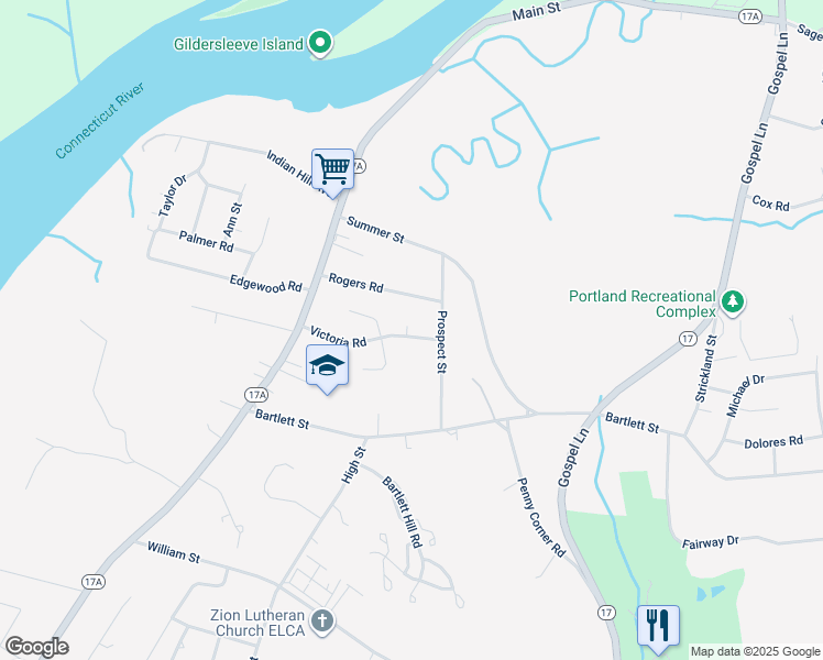 map of restaurants, bars, coffee shops, grocery stores, and more near 5 Victoria Road in Portland