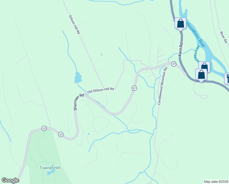 map of restaurants, bars, coffee shops, grocery stores, and more near 43 Old Stilson Hill Road in New Milford