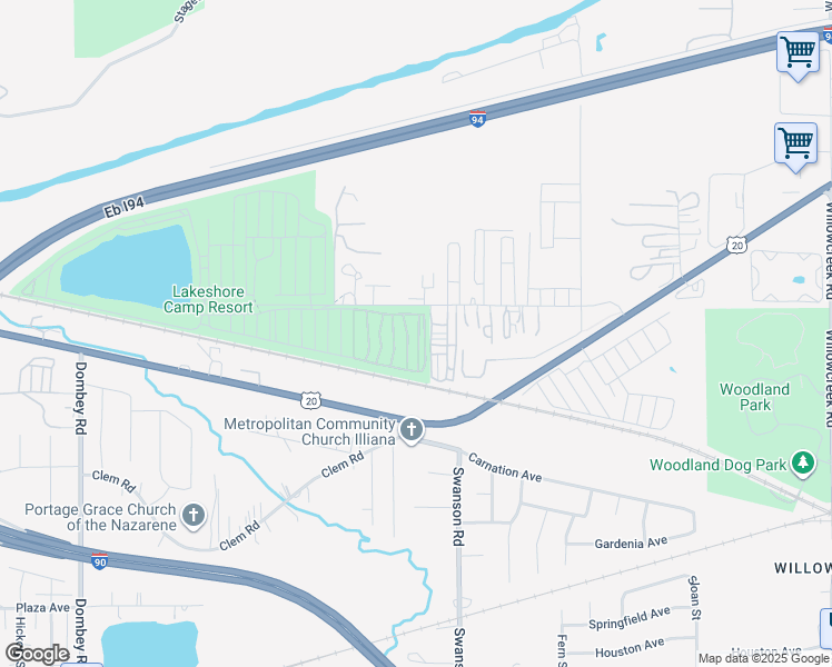 map of restaurants, bars, coffee shops, grocery stores, and more near 5561-5577 Old Porter Road in Portage