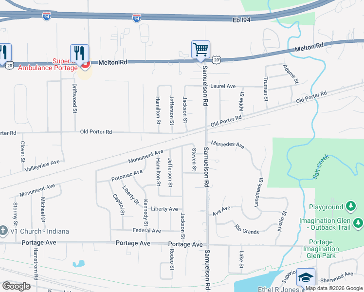 map of restaurants, bars, coffee shops, grocery stores, and more near 6762 Monument Ave in Portage