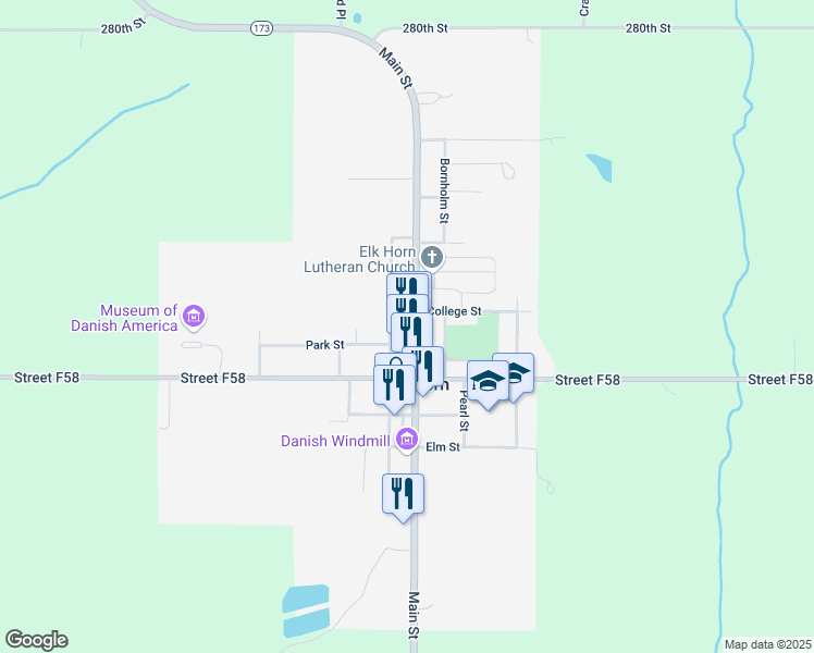 map of restaurants, bars, coffee shops, grocery stores, and more near 4238 Union St in Elk Horn