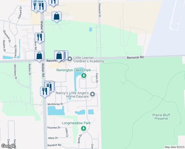 map of restaurants, bars, coffee shops, grocery stores, and more near 16024 Arborvitae Circle in Crest Hill