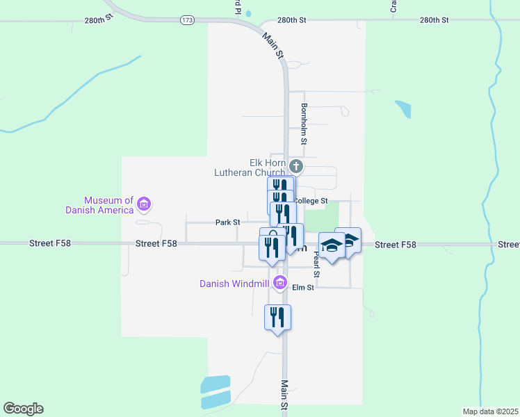 map of restaurants, bars, coffee shops, grocery stores, and more near 4226-4238 Union St in Elk Horn