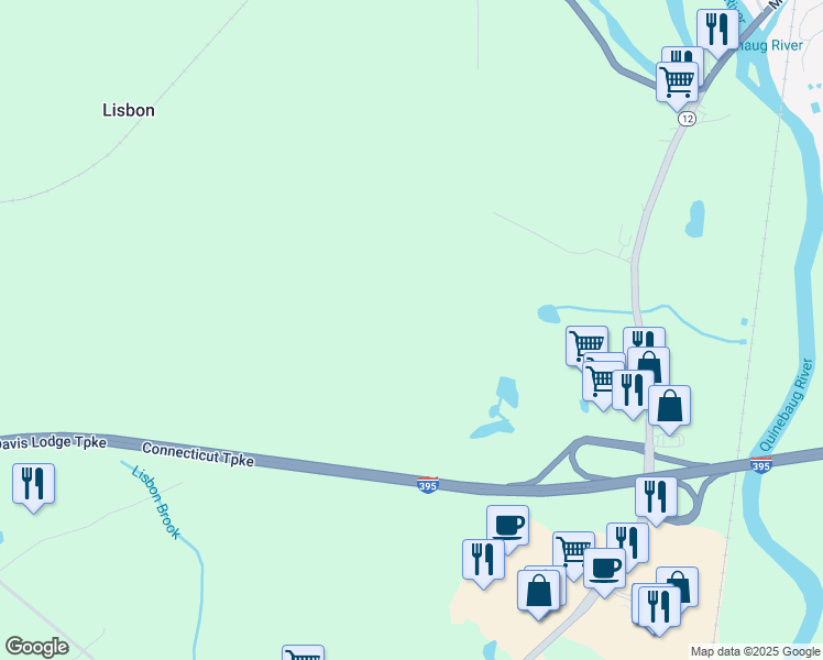 map of restaurants, bars, coffee shops, grocery stores, and more near 99 River Road in Lisbon