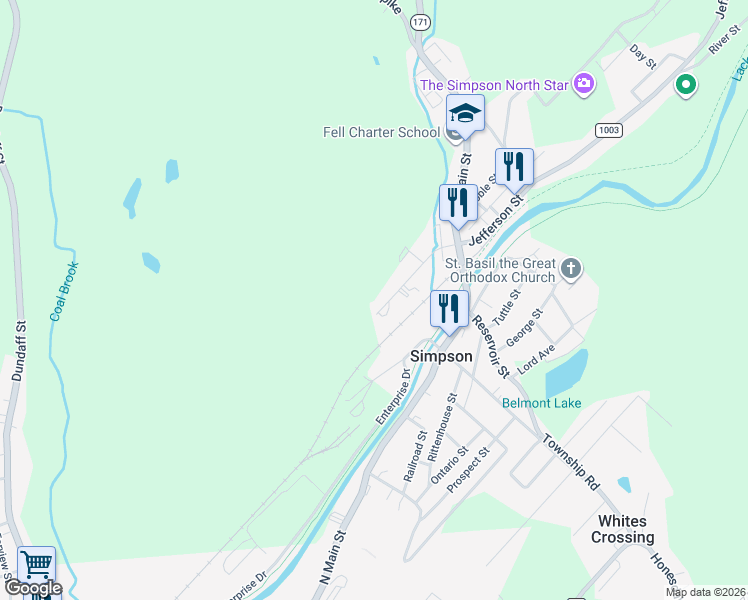 map of restaurants, bars, coffee shops, grocery stores, and more near 63-75 Midland St in Carbondale