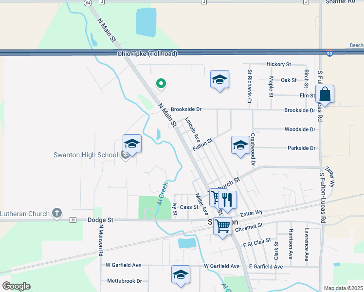 map of restaurants, bars, coffee shops, grocery stores, and more near 309 N Main St in Swanton