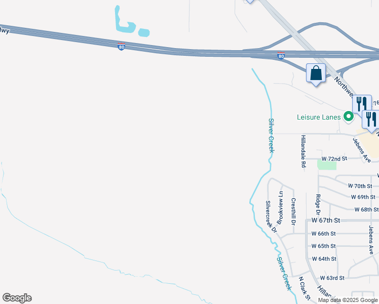 map of restaurants, bars, coffee shops, grocery stores, and more near 3156 West 73rd Street in Davenport