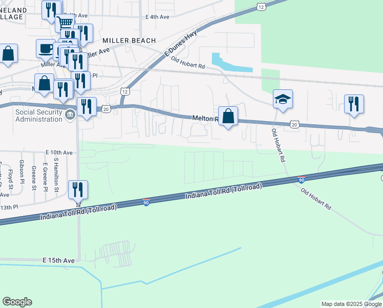 map of restaurants, bars, coffee shops, grocery stores, and more near 904 South Knox Place in Lake Station