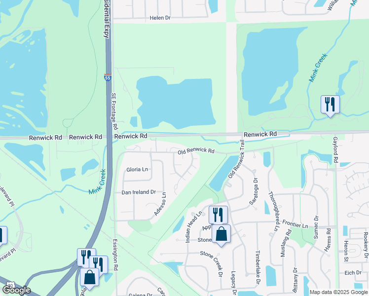 map of restaurants, bars, coffee shops, grocery stores, and more near 2953 Old Renwick Circle in Plainfield