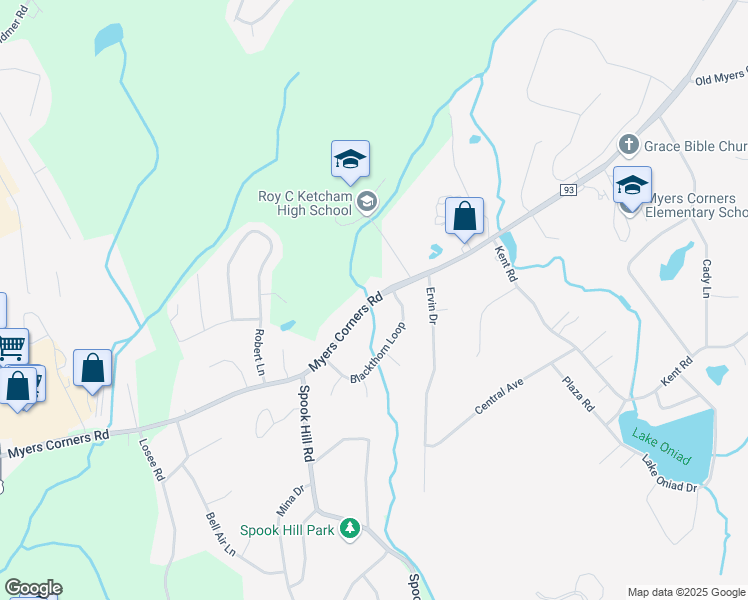 map of restaurants, bars, coffee shops, grocery stores, and more near 99 Myers Corners Road in Wappingers Falls