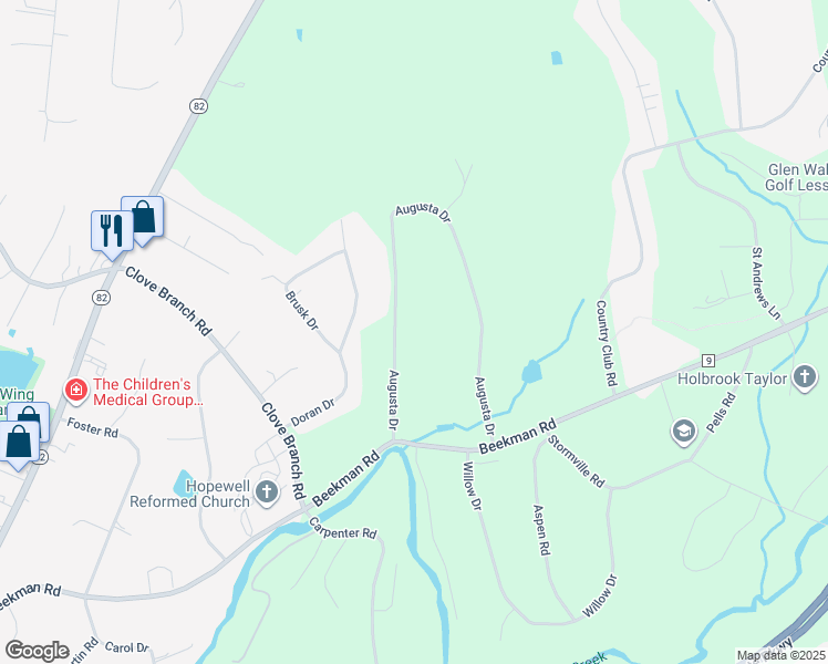map of restaurants, bars, coffee shops, grocery stores, and more near 240 Augusta Drive in Hopewell Junction