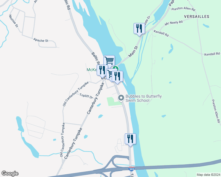 map of restaurants, bars, coffee shops, grocery stores, and more near 38 Hooper Street in Norwich