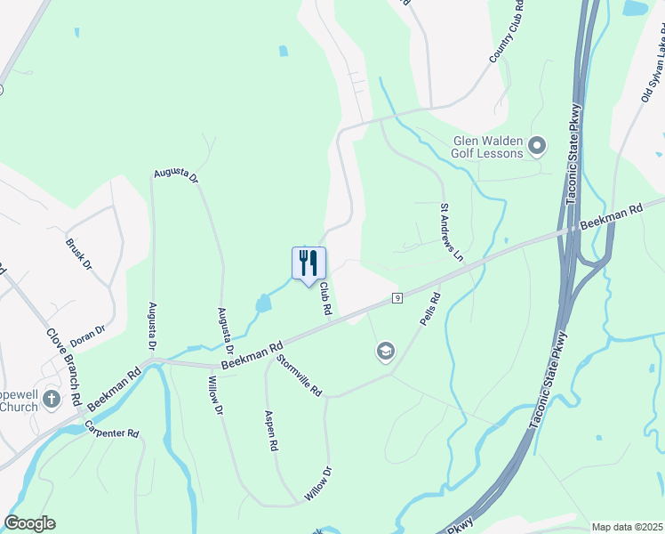 map of restaurants, bars, coffee shops, grocery stores, and more near 11 Country Club Road in Hopewell Junction