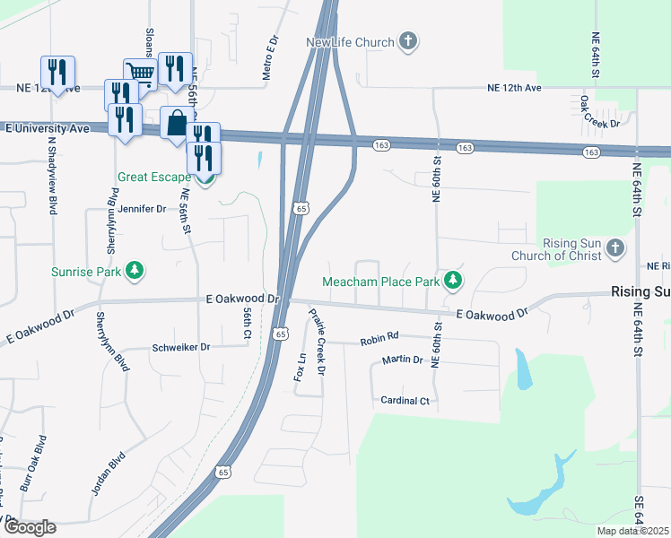 map of restaurants, bars, coffee shops, grocery stores, and more near 459 Hillside Court in Pleasant Hill