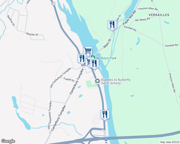 map of restaurants, bars, coffee shops, grocery stores, and more near 58 Hooper Street in Norwich