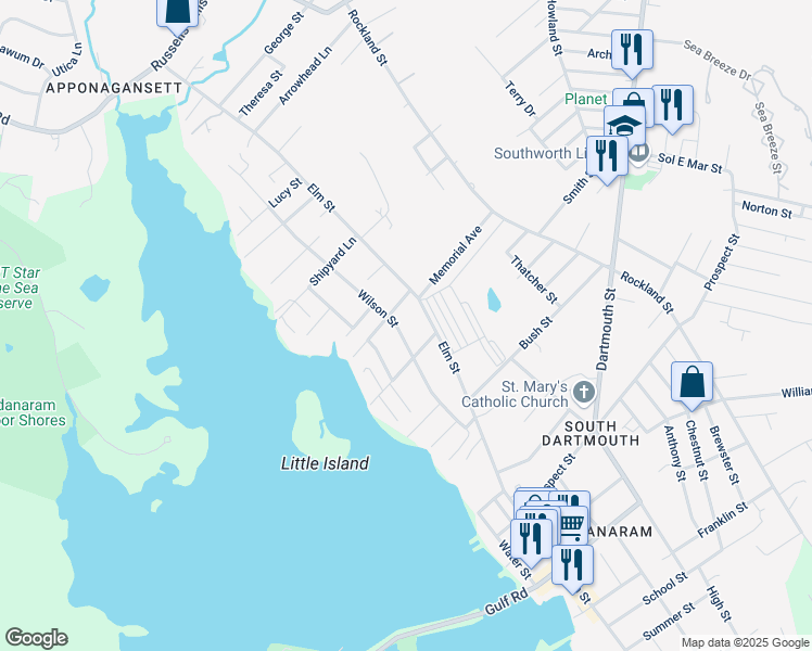 map of restaurants, bars, coffee shops, grocery stores, and more near 29 Wilson Street in Dartmouth