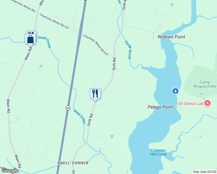 map of restaurants, bars, coffee shops, grocery stores, and more near 540 Drift Road in Westport
