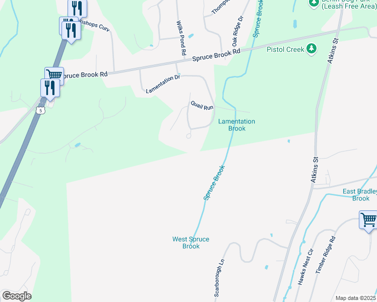 map of restaurants, bars, coffee shops, grocery stores, and more near 2 Old Wood Road in Berlin