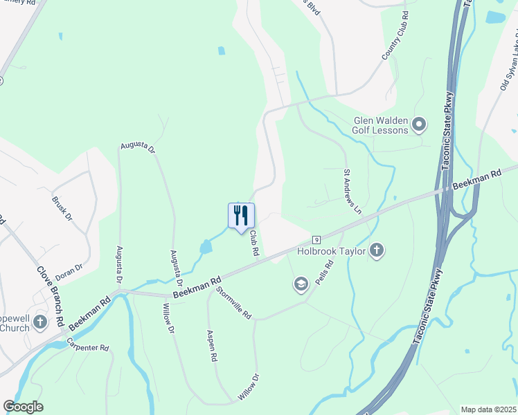map of restaurants, bars, coffee shops, grocery stores, and more near 14 Country Club Road in Hopewell Junction