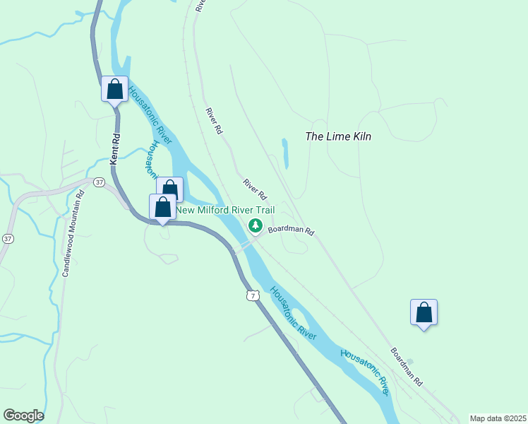 map of restaurants, bars, coffee shops, grocery stores, and more near 7 River Road in New Milford