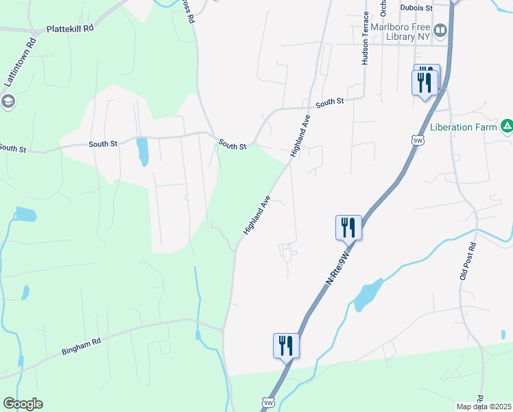 map of restaurants, bars, coffee shops, grocery stores, and more near 139 Highland Avenue in Marlboro