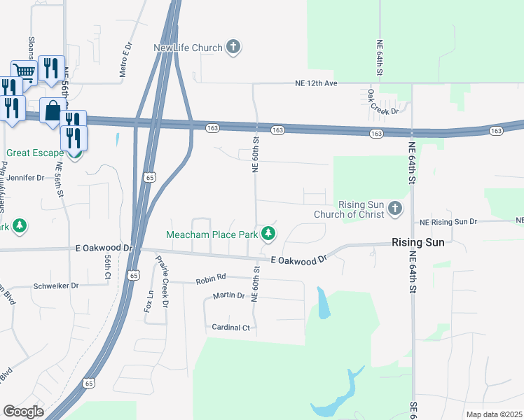 map of restaurants, bars, coffee shops, grocery stores, and more near 799 Northeast 60th Street in Pleasant Hill