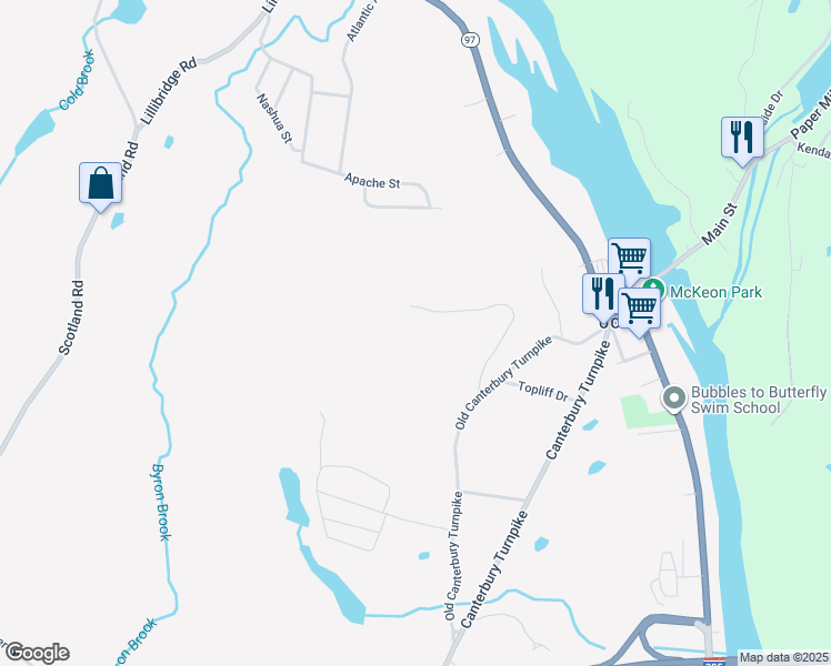 map of restaurants, bars, coffee shops, grocery stores, and more near 318 Old Canterbury Turnpike in Norwich