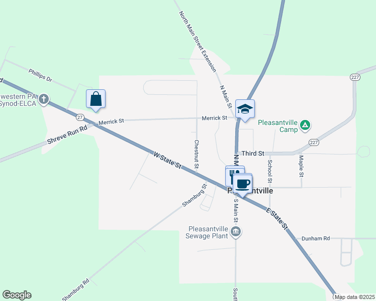 map of restaurants, bars, coffee shops, grocery stores, and more near 317 Chestnut Street in Pleasantville