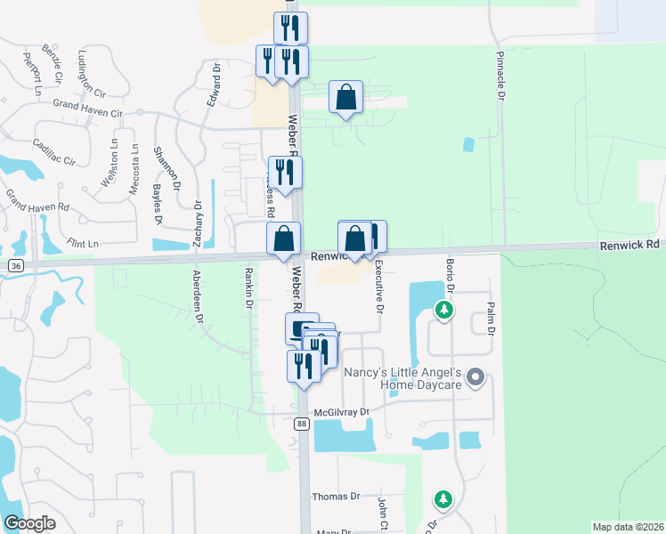 map of restaurants, bars, coffee shops, grocery stores, and more near 20651 West Renwick Road in Crest Hill