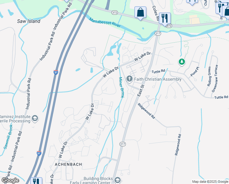 map of restaurants, bars, coffee shops, grocery stores, and more near 216 Rising Trail Drive in Middletown