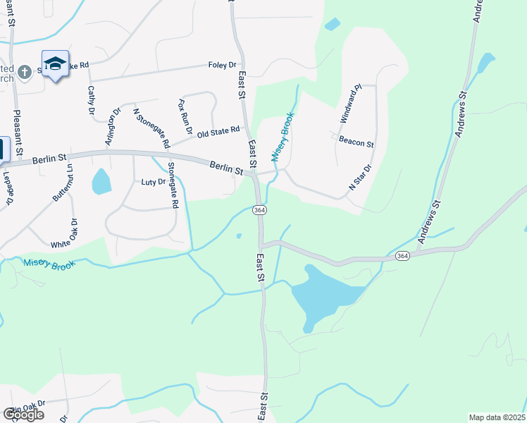 map of restaurants, bars, coffee shops, grocery stores, and more near 1152 East Street in Southington