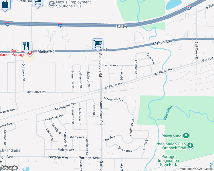 map of restaurants, bars, coffee shops, grocery stores, and more near 6778 Old Porter Road in Portage