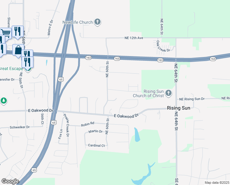 map of restaurants, bars, coffee shops, grocery stores, and more near 6029 Meacham Drive in Pleasant Hill