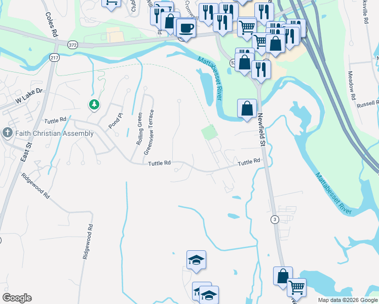 map of restaurants, bars, coffee shops, grocery stores, and more near 24 Putter Place in Middletown