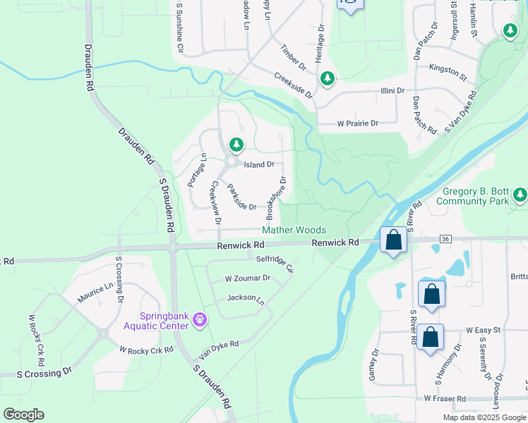 map of restaurants, bars, coffee shops, grocery stores, and more near 25207 Parkside Drive in Plainfield