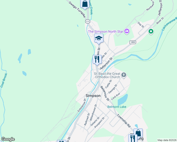 map of restaurants, bars, coffee shops, grocery stores, and more near 28 Midland St in Lackawanna
