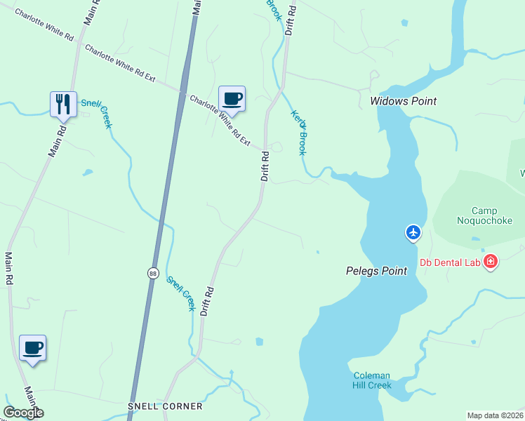 map of restaurants, bars, coffee shops, grocery stores, and more near 540 Drift Road in Westport
