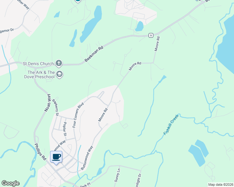 map of restaurants, bars, coffee shops, grocery stores, and more near 78 Moore Road in Hopewell Junction