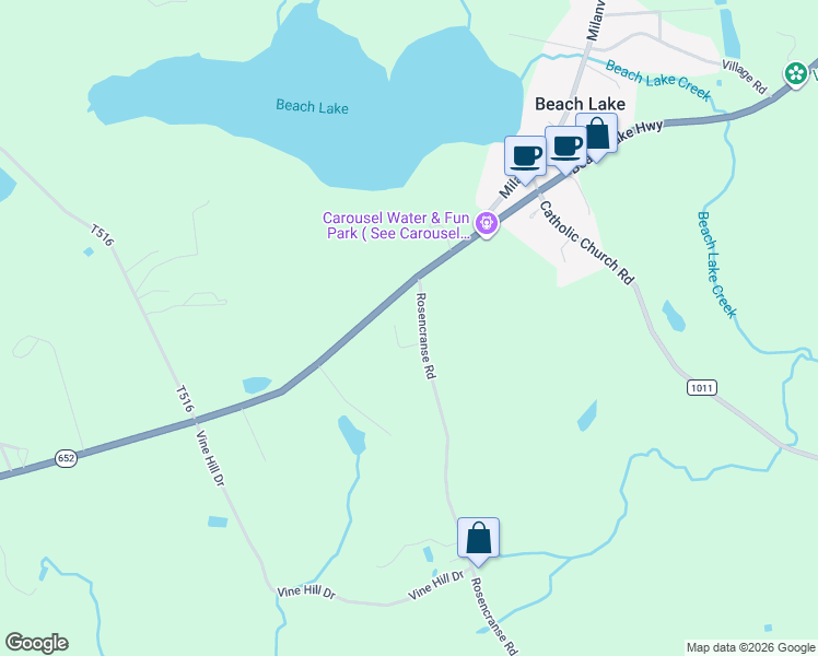 map of restaurants, bars, coffee shops, grocery stores, and more near 253 Rosencranse Rd in Honesdale